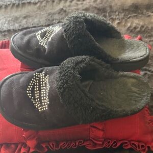 Harley Davidson Black Faux Fur Women's Slippers
